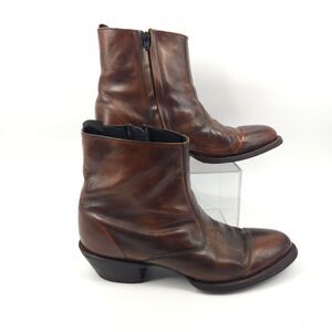 Laredo Fletcher Leather Boots Men’s 12 D Western Zip Up Cowboy Country 62074